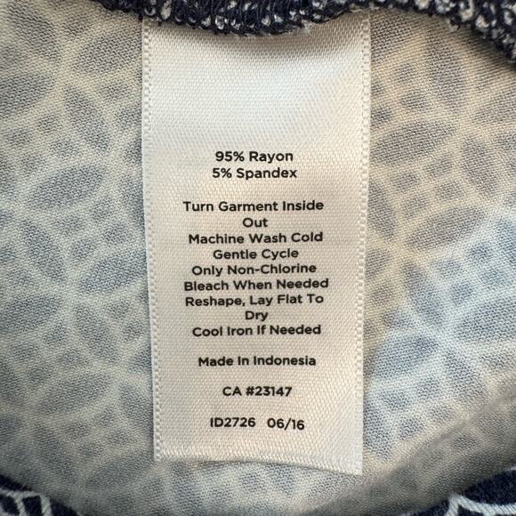 Talbots Geometric Print Pull On Stretchy Maxi Skirt Navy Blue White | Size: LP - Picture 6 of 6